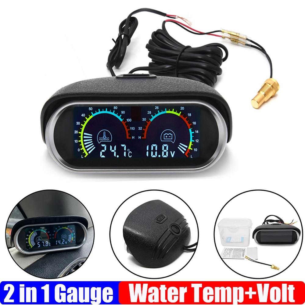 Digital Voltage & Water Tempe Gauge 12V 24V Voltmeter Auto Accessories Water Temperature Gauge