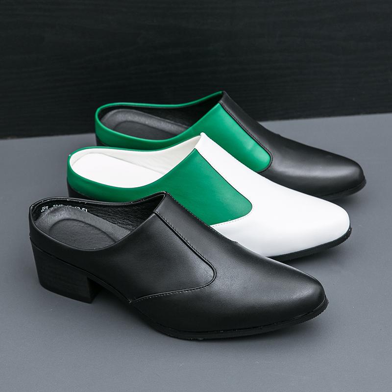 Fashion Men Half Dragged Leather Shoes British One Step Casual Comfortable Fashion Leather Shoes Men Business Brand Shoes Size 38-46