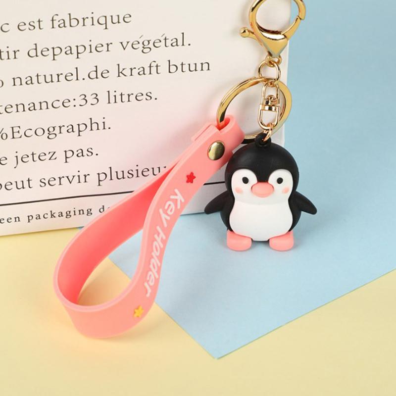 Lovely Penguin Doll Keychain Couple School Bag Pink Sweet Girl Heart Pendant Car Decoration Keychain