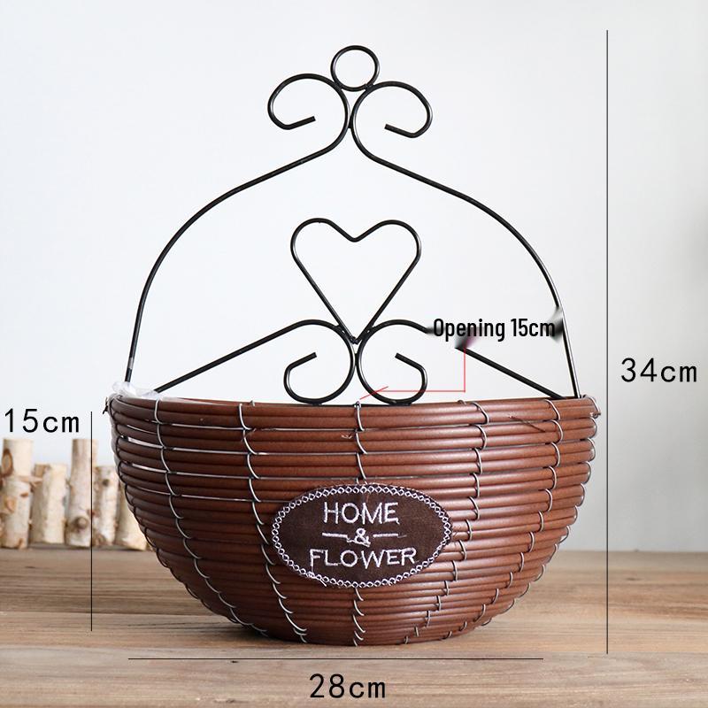 Hand-Woven Wall-Mounted Wicker Flower Basket Decoration