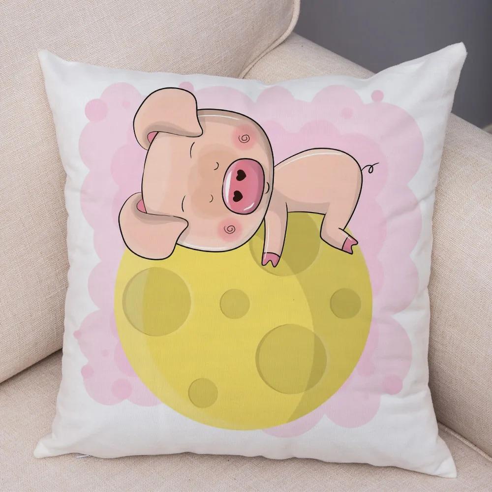 Büro Wohnzimmer Zuhause Kissenbezug Cartoon Haustier Schwein Kissenbezug Auto Ornamente