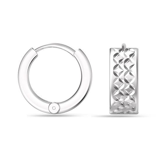 LeCalla S925 Sterling Silver Jewelry SMALL Diamond-Cut Italian Reversible Huggie Hoop Earrings for Women Girls 11MM