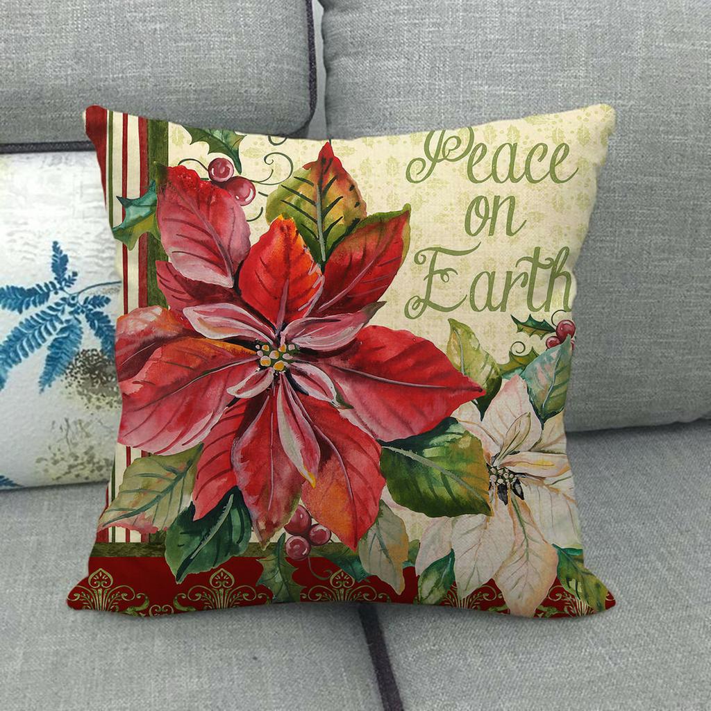 Christmas Spring Bird Flower Oil Painting Digital Printing Short Plush Pillow Covers For Sofa Office Cushion Cover Home Goods