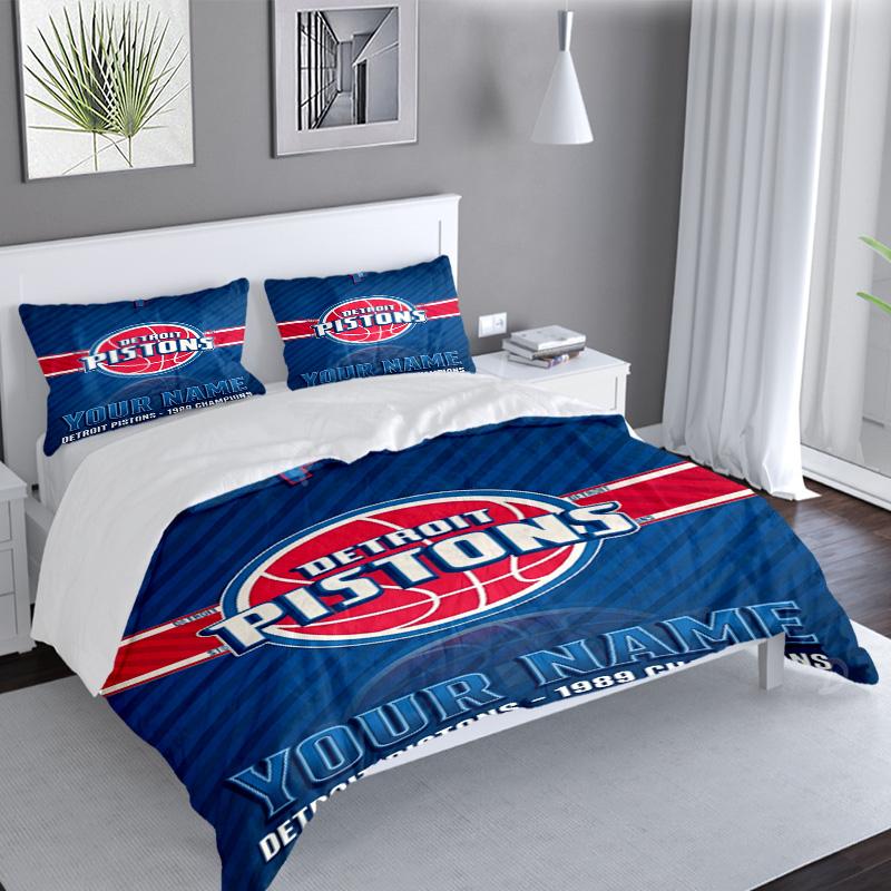 Custom Name 3PCS Detroit Basketball Art Bedding Set,Including  Duvet Cover And 2pcs Pillowcases Perfect for Bedroom,Dormitory,Fan Christmas Gift