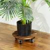 Wooden Flower Pot Tray Round Plant Rolling Board Outdoor Weatherproof Plant Pot Base with 360 Rotating Wheels for Indoor Outdoor Potted Plants