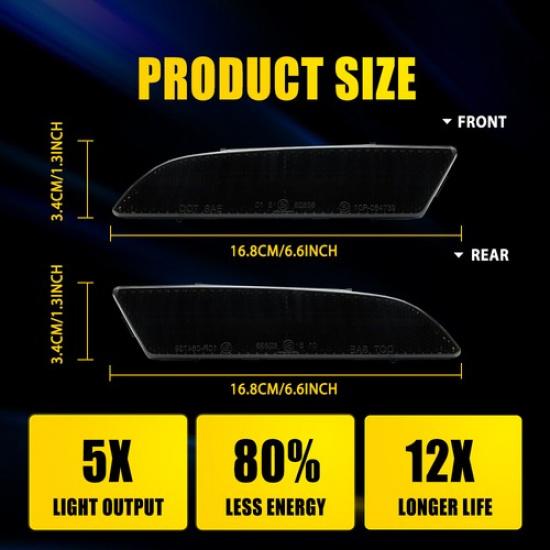 For 2004-08 Chrysler Crossfire LED Smoked Side Light Marker Front Lamp Rear 4PCS