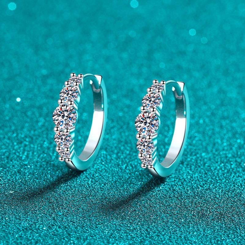 1.12ct Moissanite Earrings for Women Lab Grown Diamond Ear Studs 925 Silver Fine Jewelry Gift