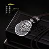 Vintage Chinese Zhong Kui Pendant Necklace Men Women Copper Charm With Leather Cord Retro Ethnic Style