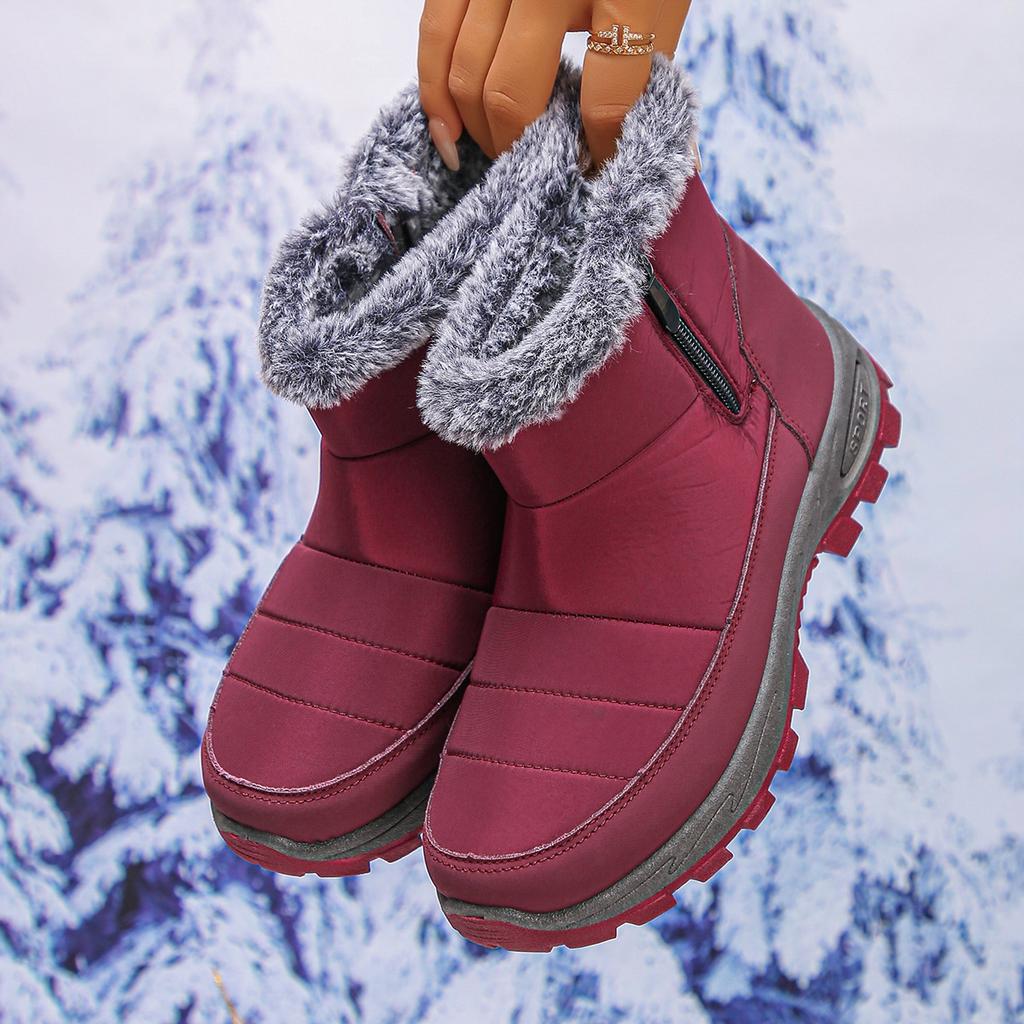 Large Size Winter Warm Women's Snow Boots Women's Short Boots Side Zipper Waterproof Cotton Boots Casual Women's Shoes Non-slip