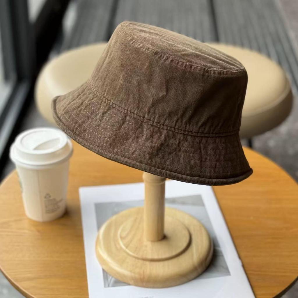 Tooling wind camping washed solid color bucket hat men versatile face covering hip hop street hat retro basin hat