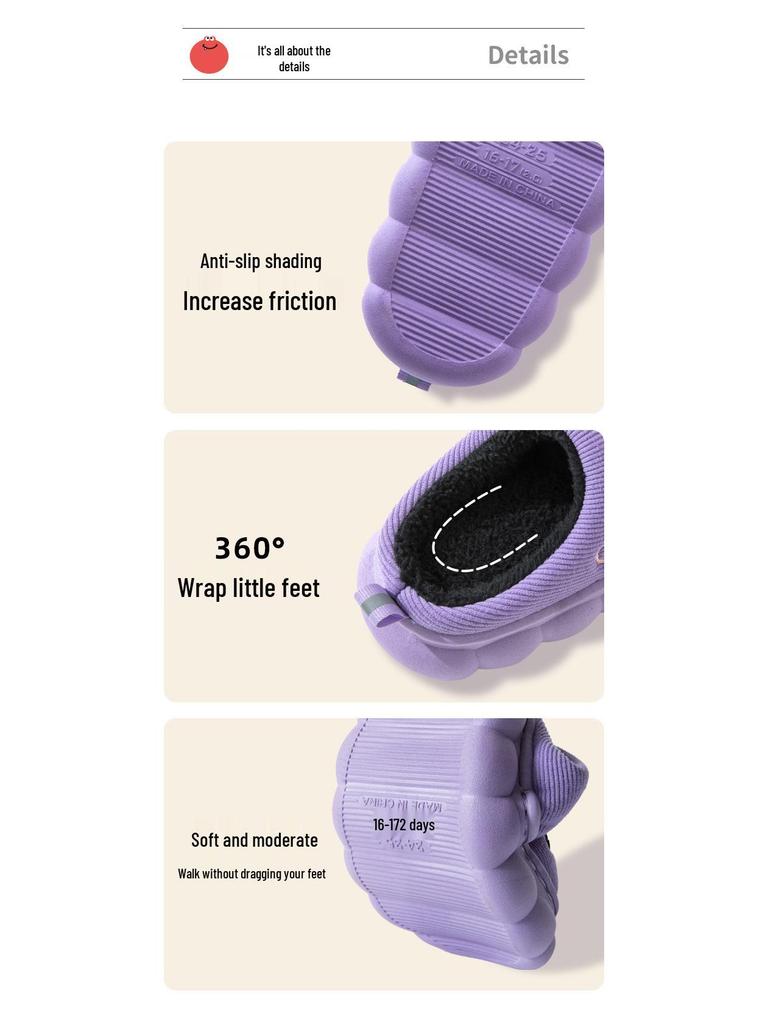 Children's Dinosaur Furry Cotton Slippers for Boys & Girls - Small, Medium, Large - Cozy Indoor Footwear for Autumn & Winter