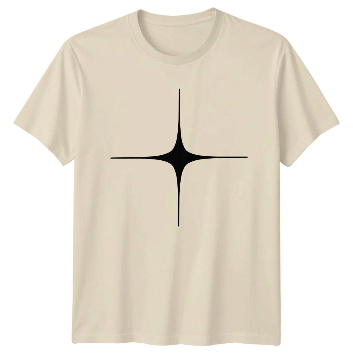 Minimalist Black Abstract Four Point T-Shirt Star Graphic Abstract Birthday Gift XL