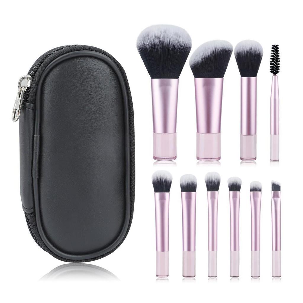 Mini 10-Piece Portable Makeup Brush Set: Eyeshadow & Powder Tools
