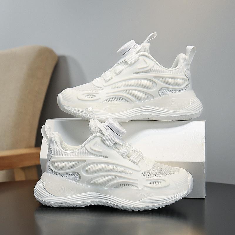 2025 summer new boys basketball shoes fashionable versatile mesh breathable rotating buckle youth sneakers