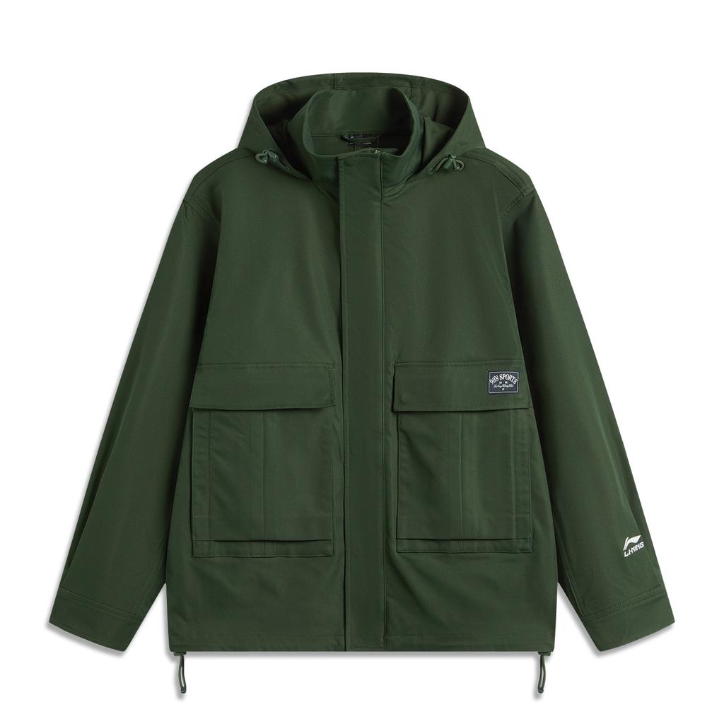 Li Ning Sports Lifestyle Series Solid Color Letter Hooded Zipper Versatile Outdoor Cycling Fitness Climbing Long Sleeve Windbreaker AFDUB41-1