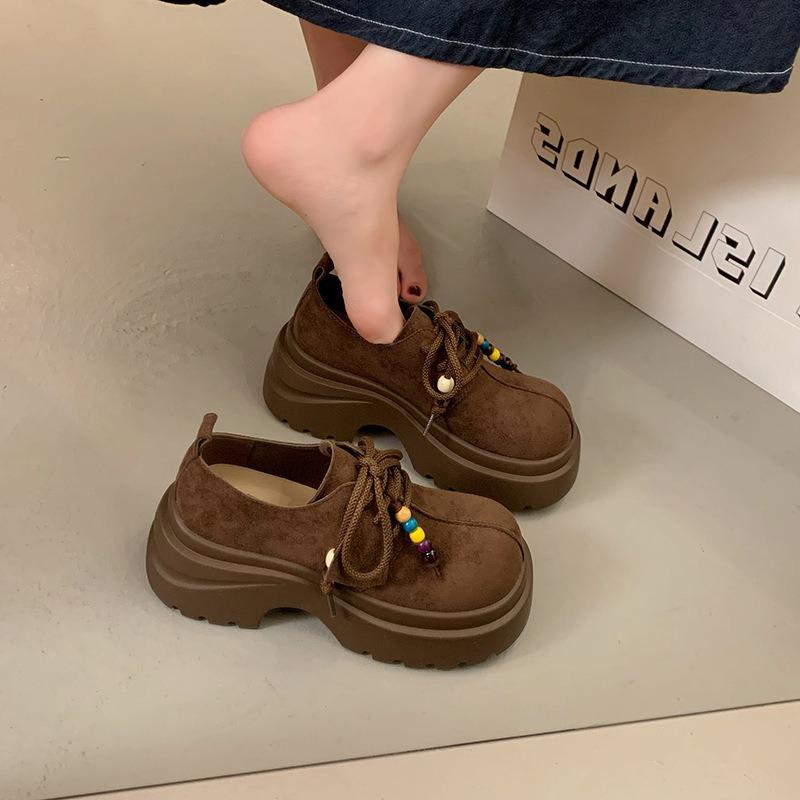 Retro Thick-soled Muffin Increases the Height of Big-headed Children's Summer Outer Wear All-inclusive Autumn New Single Shoes