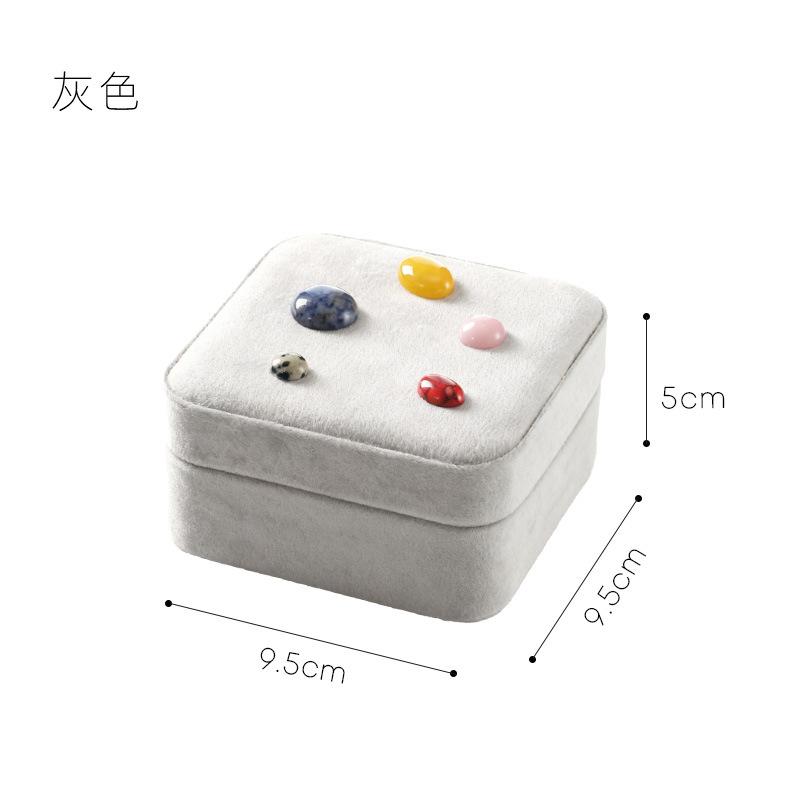 Retro Velvet Jewelry Storage Box, Natural Gemstone Beads, Mlti-layer Tweed Ring & Bracelet Organizer with CompartmentsPortable