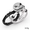 Luxurious Black & White Skull Ring Set for Women - Full Diamond Smile Design