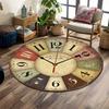 Vintage Parisian Style Clock Design Print Round Rug, Living Room, Bedroom, Playroom Carpet, Non Slip Floor Mat, Gift
