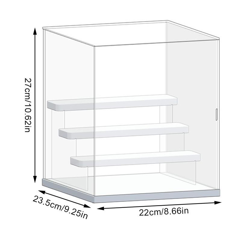 

Пилозахисний Захисний Вітрина Акрилова Вітрина зі Сходами Настільна Коробка Органайзер Підставка для Екшн-фігурок/Іграшок/Колекційних предметів 22*23.5*27cm