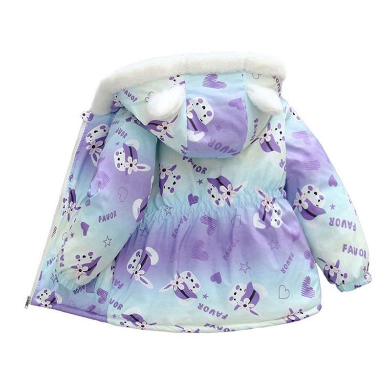 2-10 Jahre Kinder Mädchen Warmer Kapuzenmantel Winter Winddicht Reißverschluss Fleecejacke