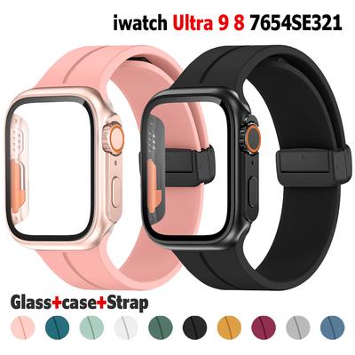 Glas + Gehäuse + Armband für Apple Watch Band 44 mm 45 mm 41 mm 40 mm Magnetschnalle Silikonarmband + Bucht iWatch Serie 8 SE 7 6 5 4