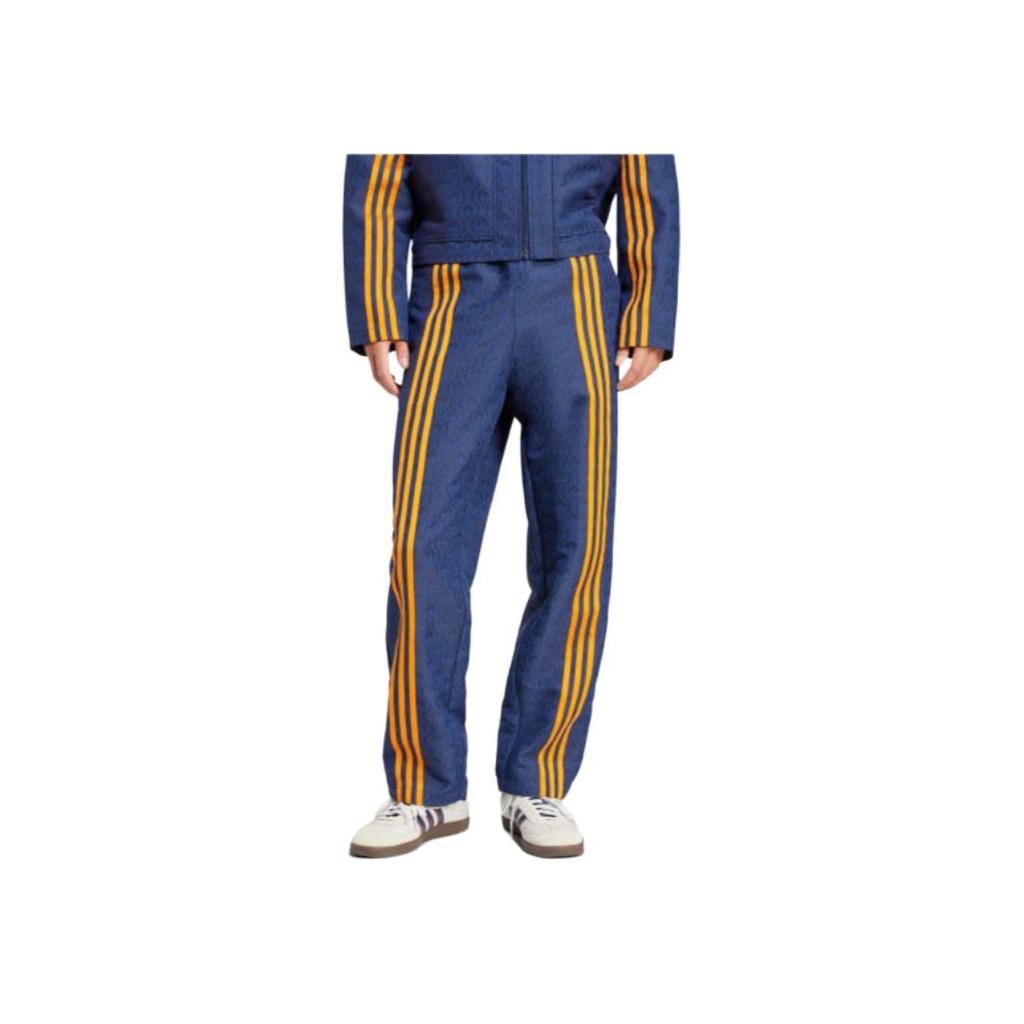 adidas Originals Stampa All-Over a Righe Vestibilità Ampia Retro Sport Casual Pantaloni Uomo Fondo Blu Notte JN5971