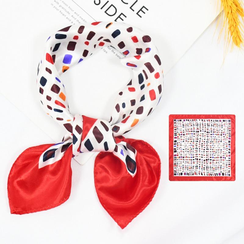 

Spring and Autumn Small Fresh Polka Dot Leopard Print 50 * 50 Simulation Silk Small Square Scarf Women s Beach Fashion Small Scarf Silk Scarf 50*50CM
