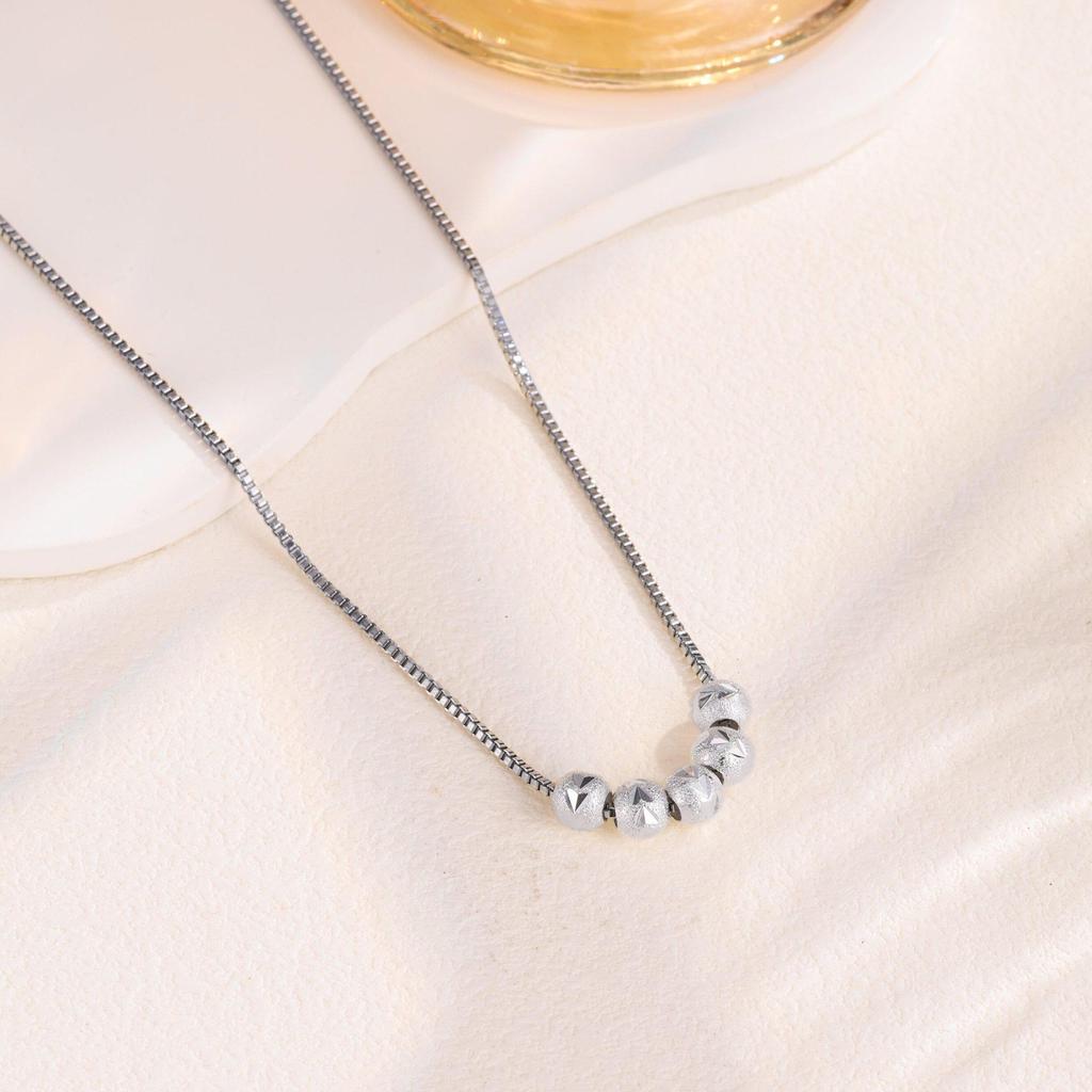 Five Blessings 18K Gold Lucky Bead Necklace – Women's Trendy Fashion Choker, Non-Fading