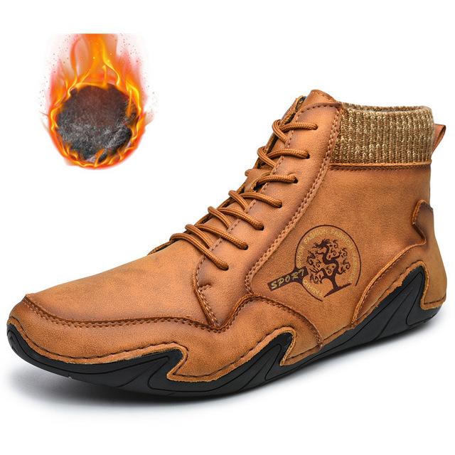 2024 Fashion Men Boots Casual Shoes Leather Boots Men Autumn Winter Snow Outdoor Light Ankle Antislip Warm Zapatos Men Shoes