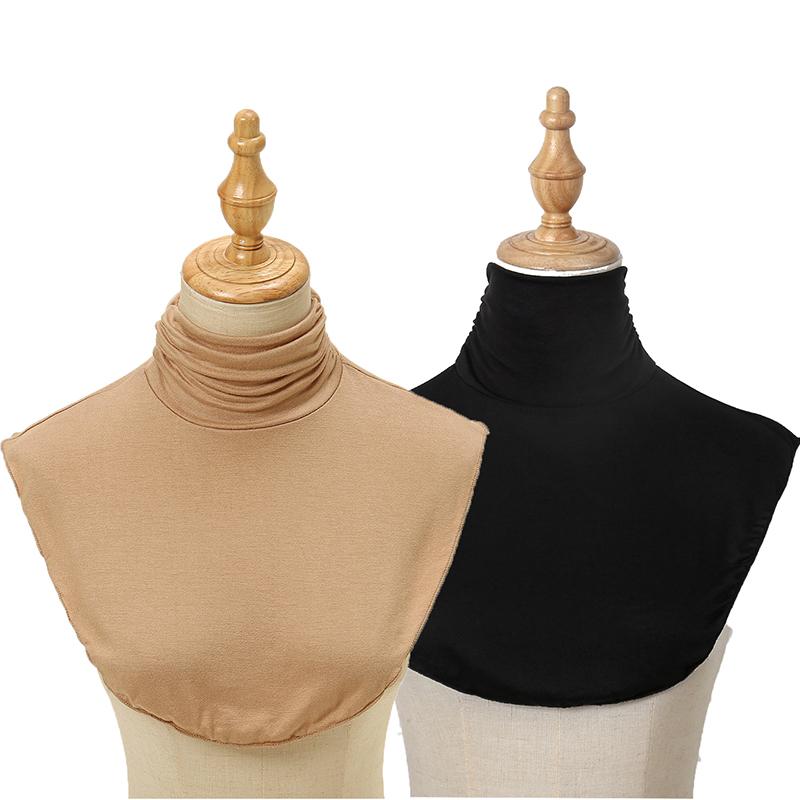 2/Pcs Solid Color Modal High Nack Fake Collar Soft False Collar For Women Solid Color Elastic Jersey Detachable Collar