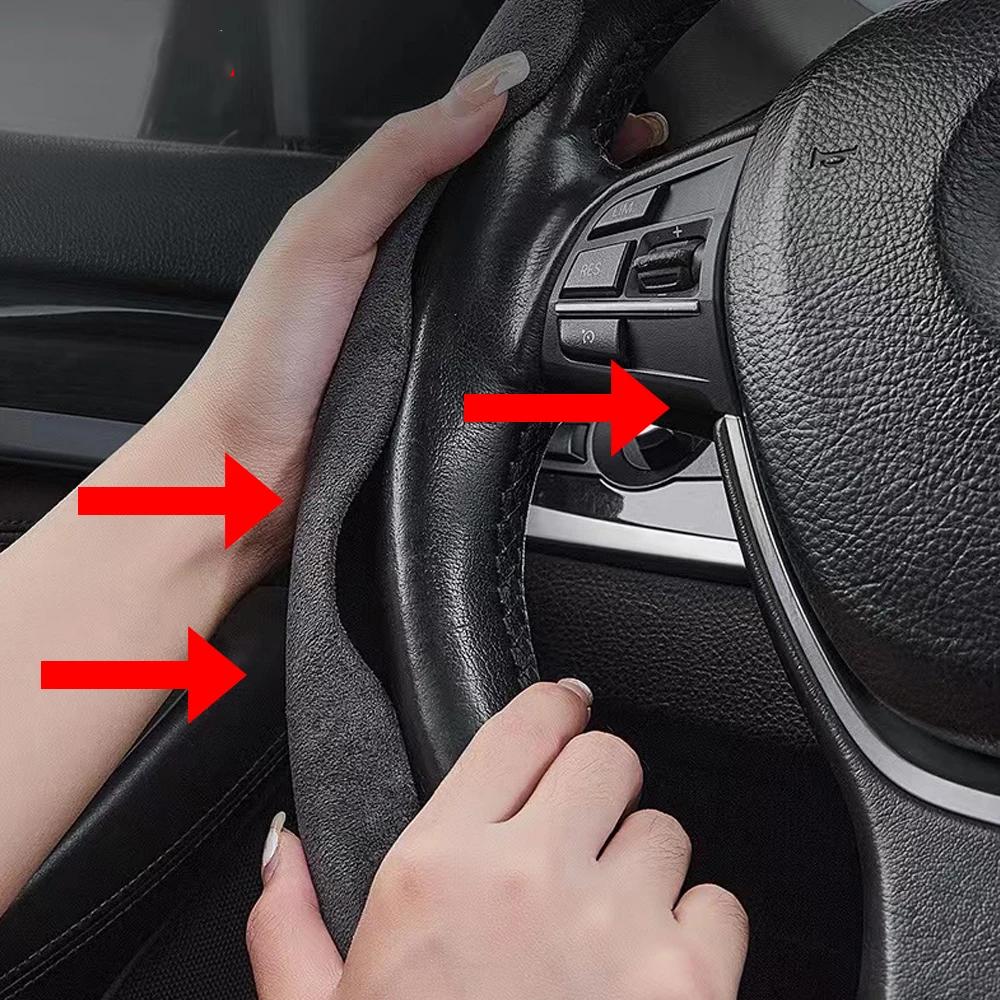 Car Steering Wheel Cover 38cm 15inch Ultra-thin Fur Non-slip Breathable Anti-skid Accessories Steering Wheel Decorative Supplies