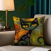 Classico Gatto Picasso Federa per Cuscino ad Olio Peluche Corto Stampa Federa per Cuscino Quadrata Cuscini Decorativi per Divano Arredamento Casa