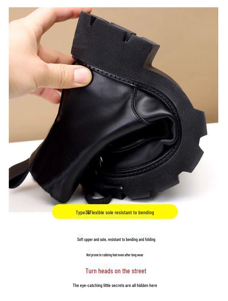 Women's British Style Velvet-Lined Martin Boots – Versatile, Warm, Thick-Soled, Short Boots for Autumn and Winter.