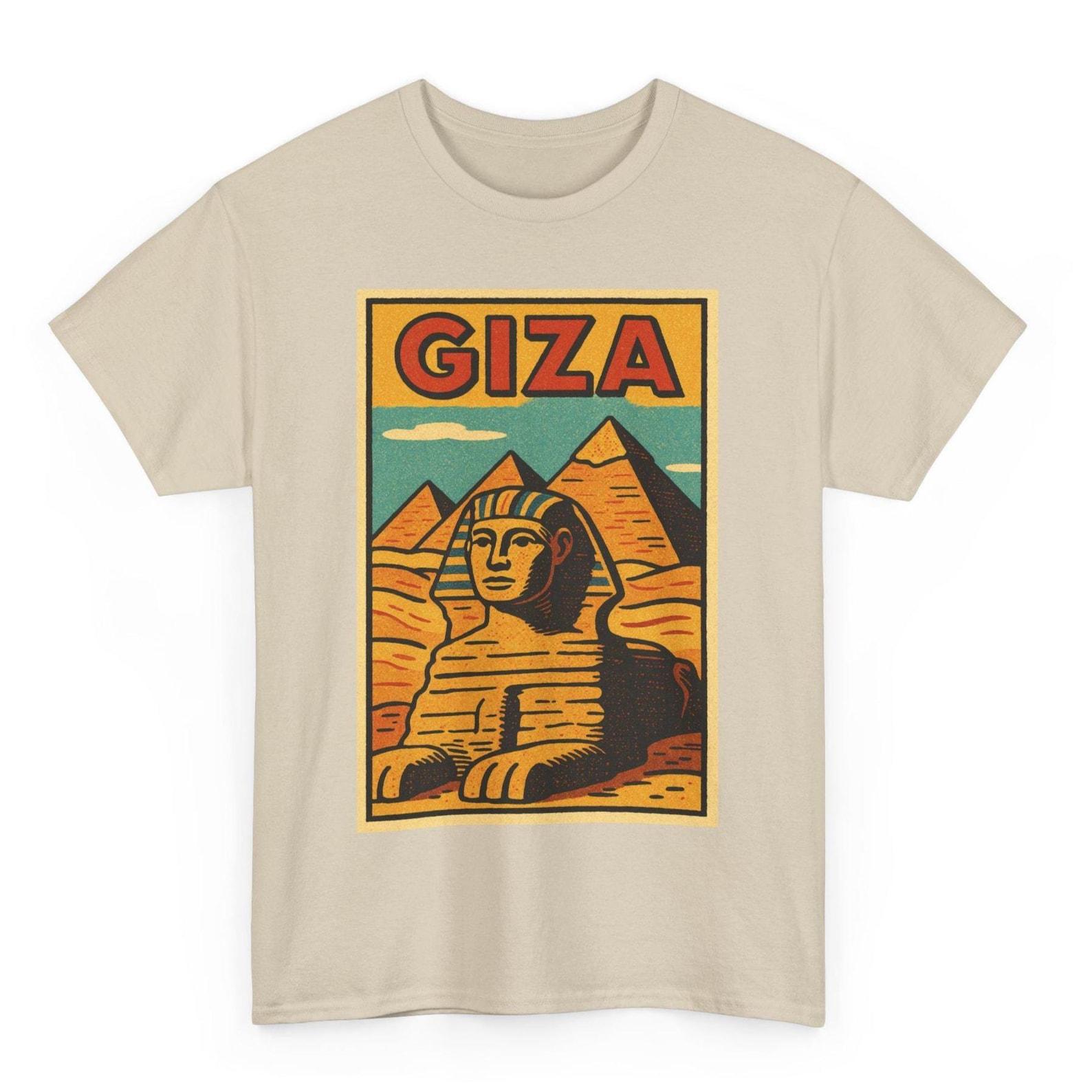 Retro Giza Pyramid T-Shirt: Egyptian Landmark Comic Style S