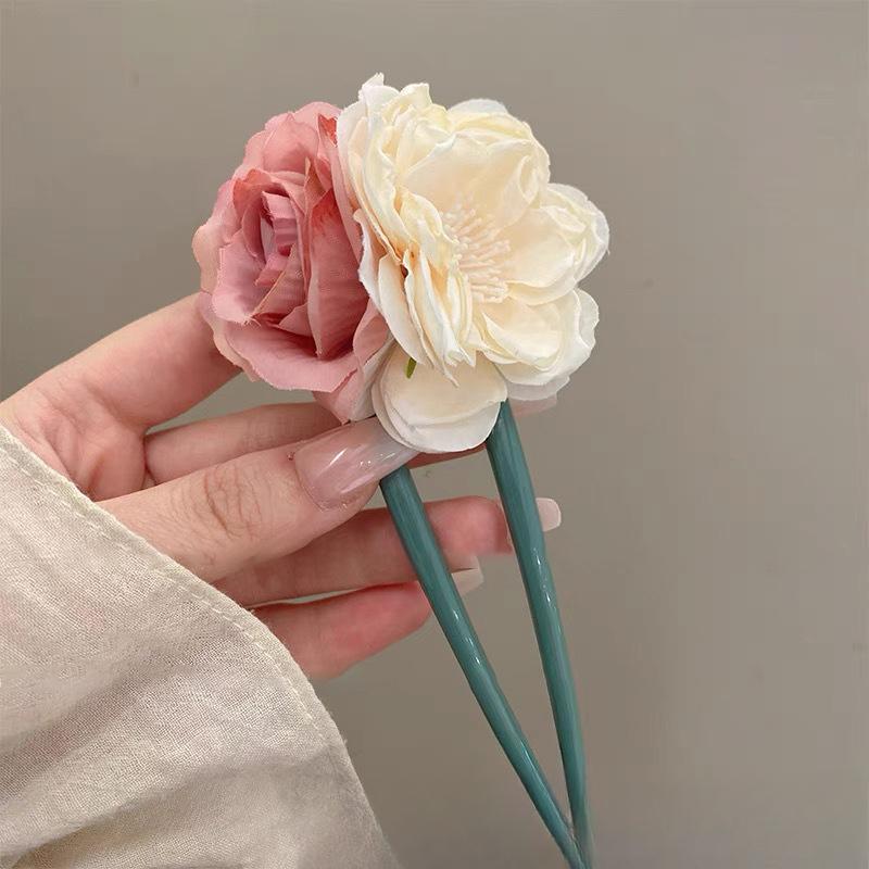 Dried Rose Hairpins Ancient-style HanfuRetro Cheongsam Accessories Updo Hairpins Hairpins and Hair Ornaments