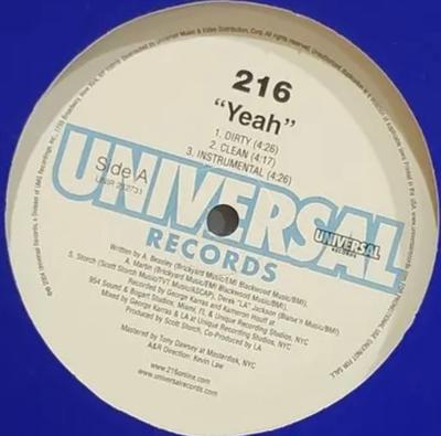 12inch Record 216 - Yeah / Side Of Ya Neck UNIR212731 Universal Recor 2004 US Rap & Hip-Hop/R&B Used