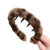 Retro Leopard Print Plush Headband - Non-Slip, Korean Style for Women, Perfect for Autumn and Winter Face Washing