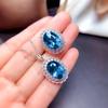 Sea Blue Topaz & Diamond Ring and Pendant Necklace Set - Celebrity Style Luxury Jewelry for Women