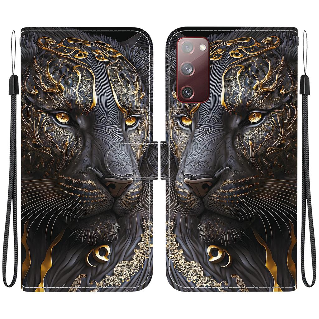 Handgefertigte PU-Leder-Flip-Hülle für Samsung Galaxy S20 FE/S20 Lite (SM-G781B/G780F) Rutschfeste Stoßfeste Hülle mit Handschlaufe & Herz/Rose Katze Designs