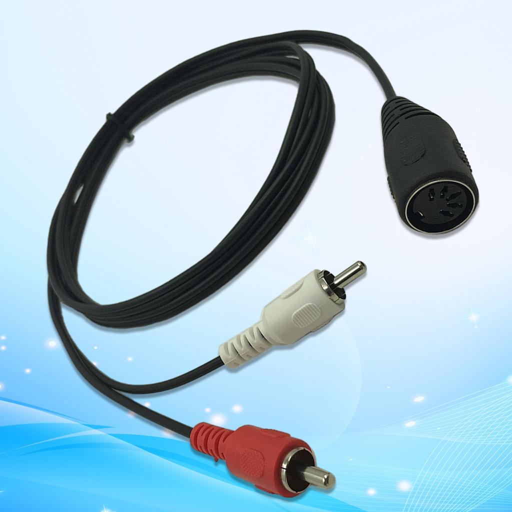 5 Pin Male DinPlug to 2x PhonoMale PlugStereo Cable,1.5M/4.9Ft 5 Pin Din Male to 2 Male Cable