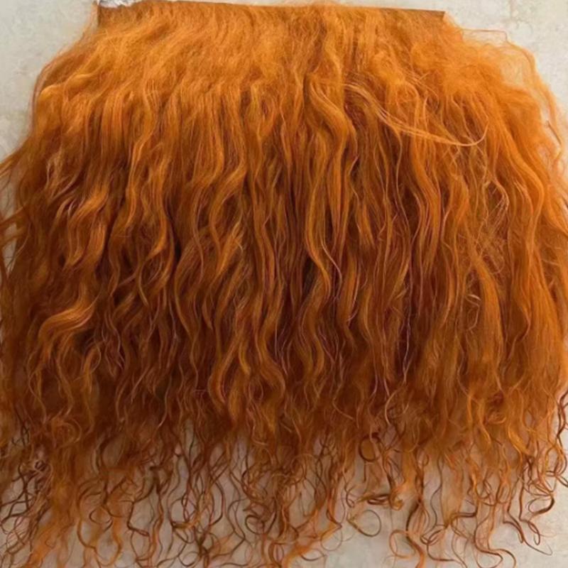 Mongolei Fell Schaffell Wolle Extensions Haarsträhne Lockige Textur Lockige Haarverlängerungen Strapazierfähig Lammfell Fell Puppe Spielzeug Zubehör