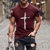 2024 Summer Retro Cross Pattern New Short Sleeved Round Neck Printed Men's T-shirt