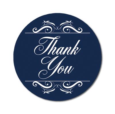 Darling Souvenir Round 1.6 Inches Swirl Border Thank You Dark Navy Blue Stickers Non Customized Gift-45