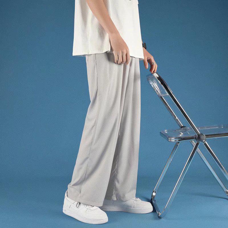 Men's Summer Loose-Fit Ice Silk Wide-Leg Pants: Lightweight, Trendy, Casual Sportswear