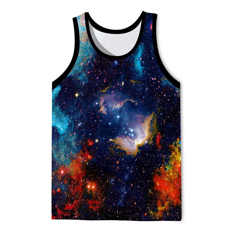 Buntes Rauch 3D-Druck Tanktop Für Männer Sommer Lässig Ärmelloses T-Shirt Bunte Grafik-Tops Street Locker Schnelltrocknendes Weste