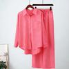 South East Asia Autumn and Winter Large Size Loose Elastic Wrinkle Long Sleeve Shirt Wide Leg Pants Fashion Casual Sports Suit