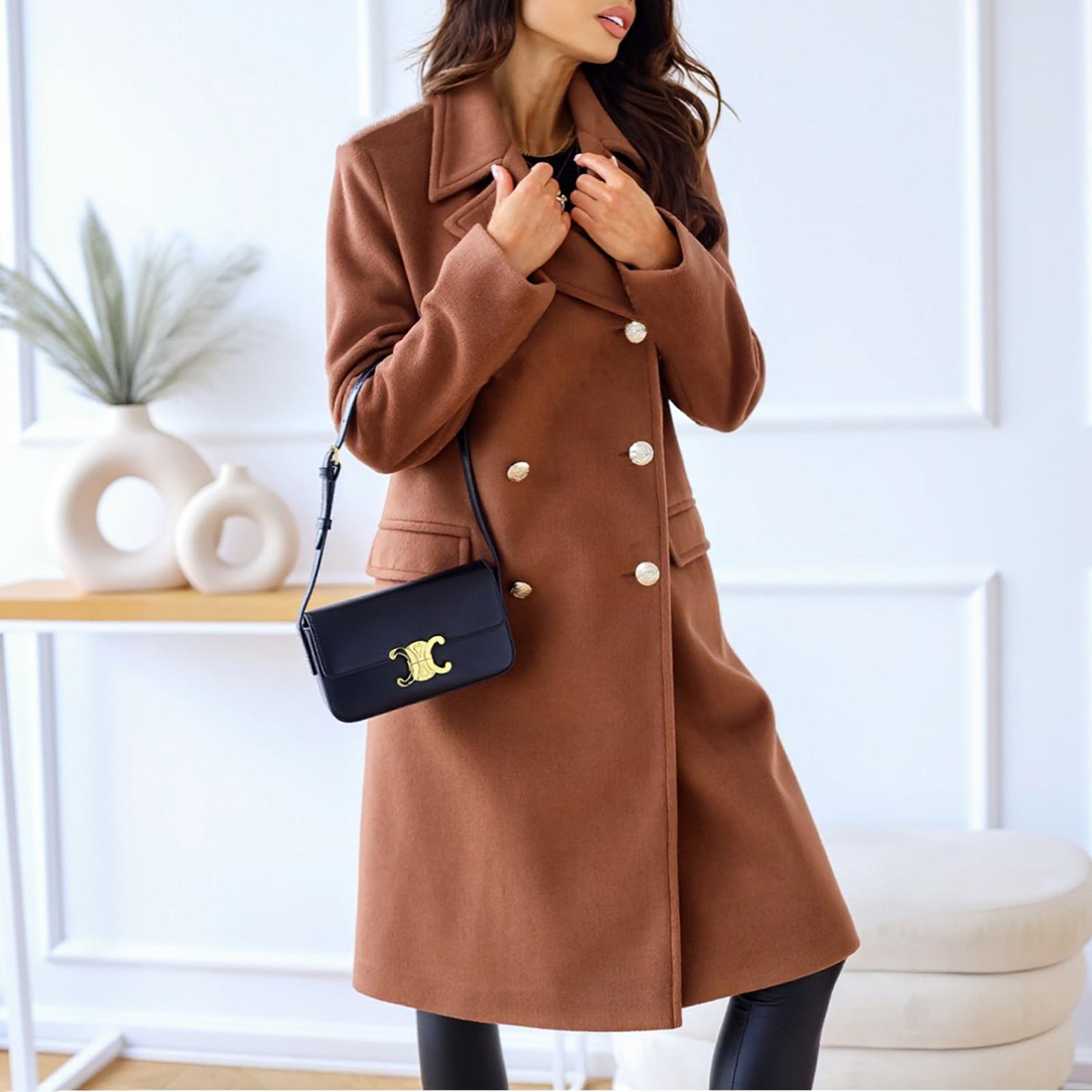 Women s Fashion Jacket Casual -color Long-sleeved Cardigan Hoodie Long Coat XL коричневый