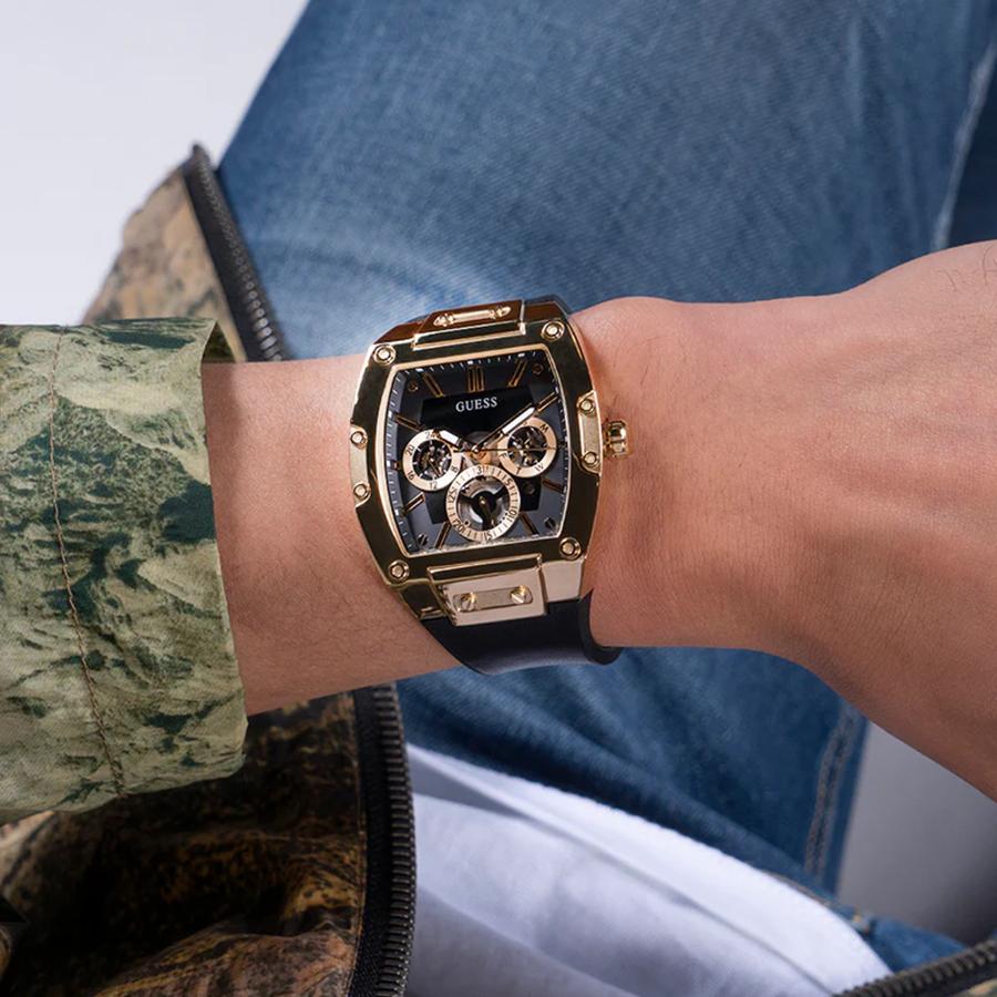 Guess Phoenix Multifunction Black Dial Black Leather Strap Quartz Watch for Men - GW0202G1