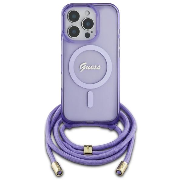 Guess Guhmp16Lhctsgnsu Iphone 16 Pro     6.3 Fioletowy/Purple Hardcase Crossbody Cord Script Magsafe